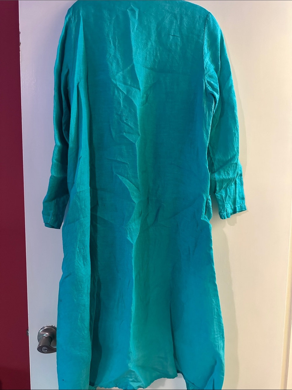 Lightweight Linen Teal Open-Front Coverup by Devitalia - Picture 4 of 5
